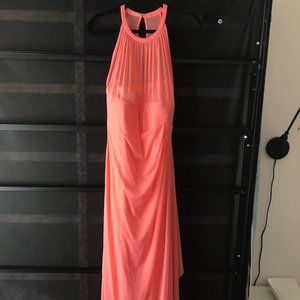 David's Bridal – Long Mesh Dress With Illusion Halter Neckline – Size 10